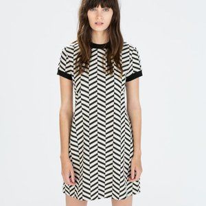 Zara Jaquard black and white midi dress